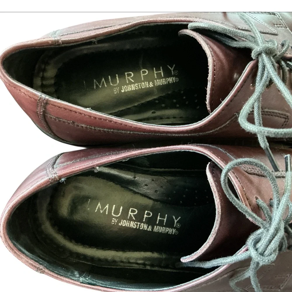 J. Murphy by JOHNSTON & MURPHY Leather Oxfords Cap Toe Lace Up Size 10.5 Brown